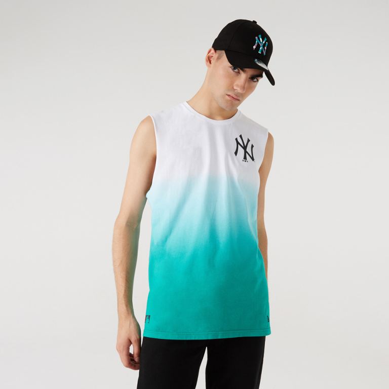 Ropa New Era Mlb Azules - New York Yankees MLB Dip Dye Teal Tank Top 49078TYNO